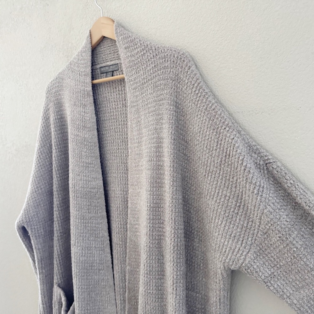 Barefoot Dreams CozyChic Lite Open Cardigan Sweater 3X Waffle Knit Gray Lounge - Picture 10 of 14